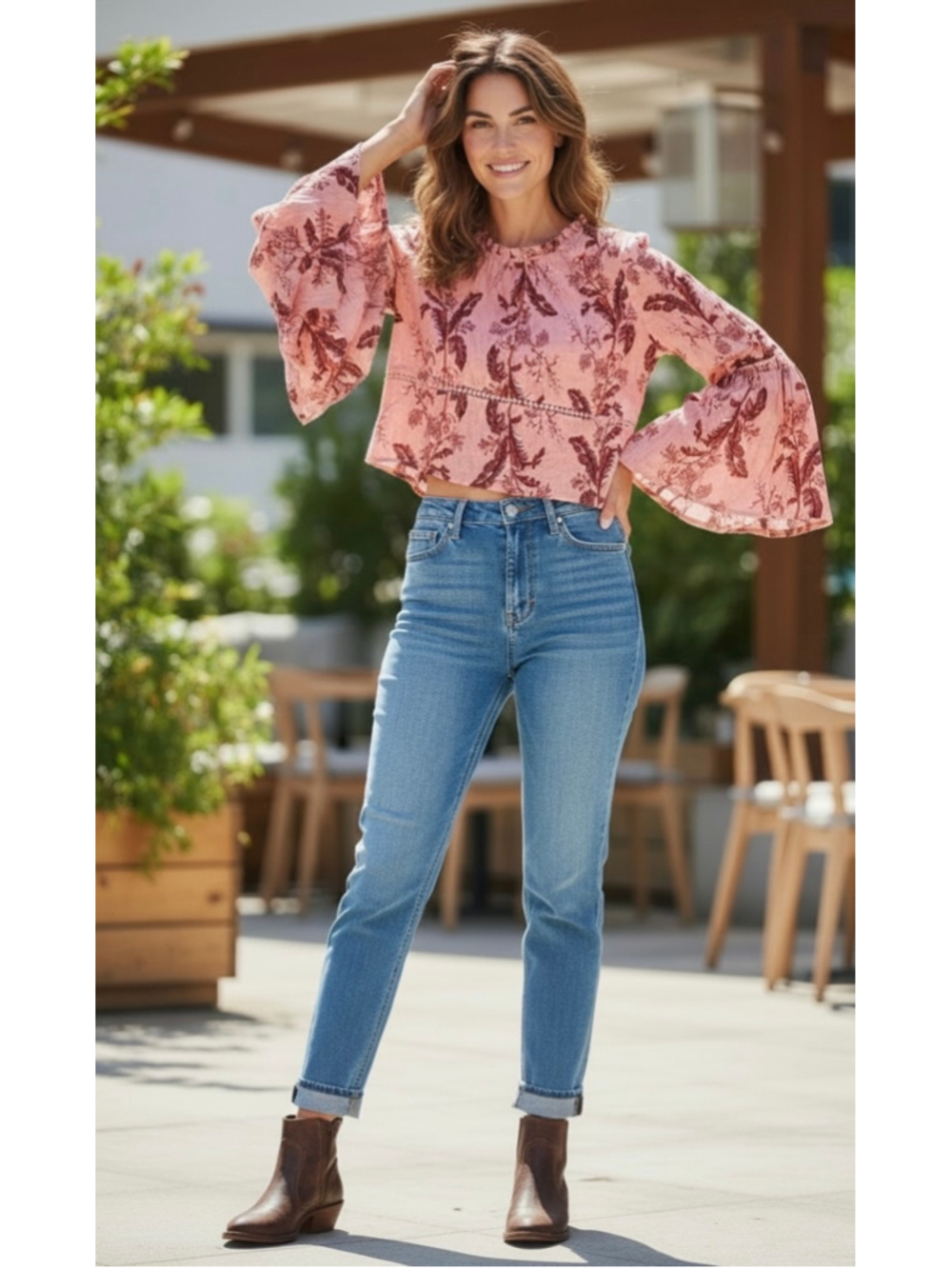 Topshop Floral Peasant Top Festival Boho Gypsy Hippie Pink Sz 6